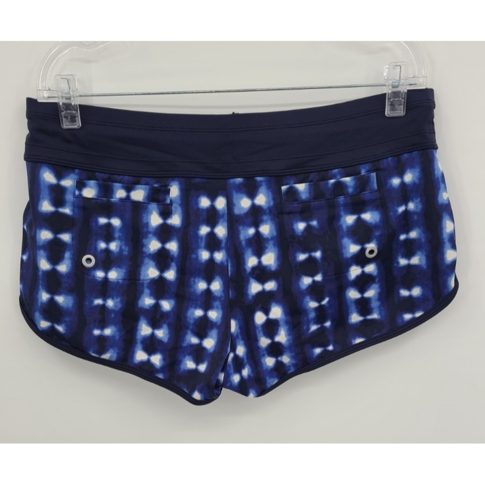 Athleta Mashiko Kata Active Swim Shorts Size M Blue Tie-Dye SUP Surf Run Beach - Picture 4 of 10